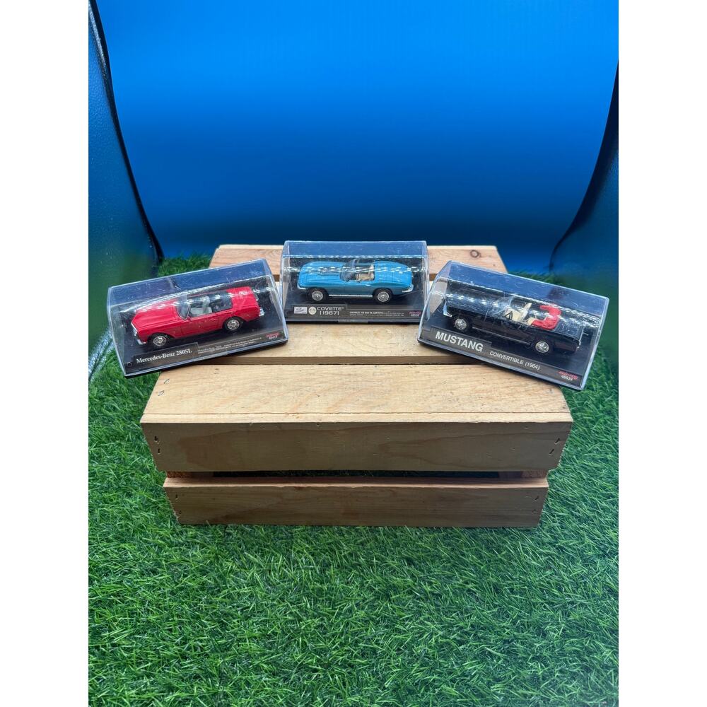 Lot 3 New-Ray Diecast 1:43 Convertibles/1964 Mustang/1967 Corvette/Mercedes280SL